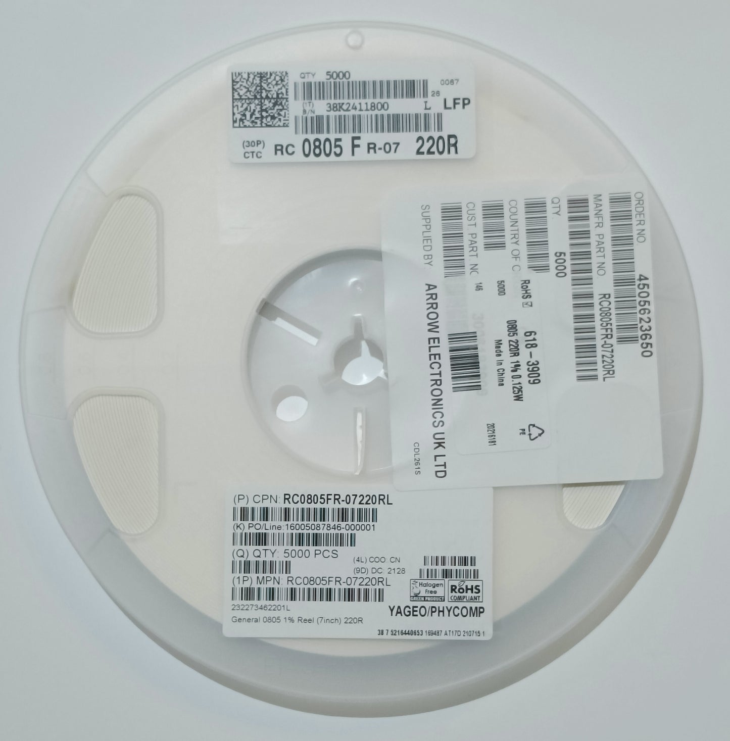 0805 thick-film resistors, 220Ω - partial reel