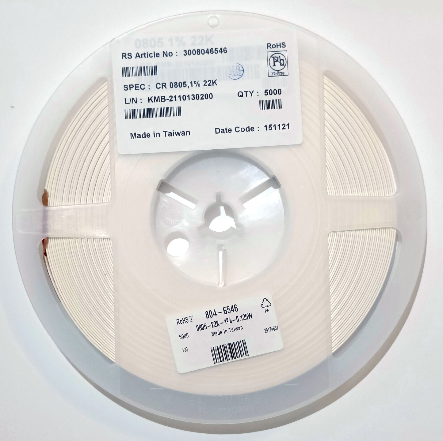 0805 thick-film resistors, 22kΩ - partial reel