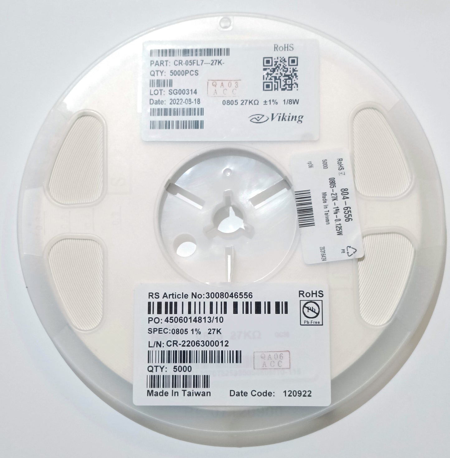 0805 thick-film resistors, 27kΩ - partial reel