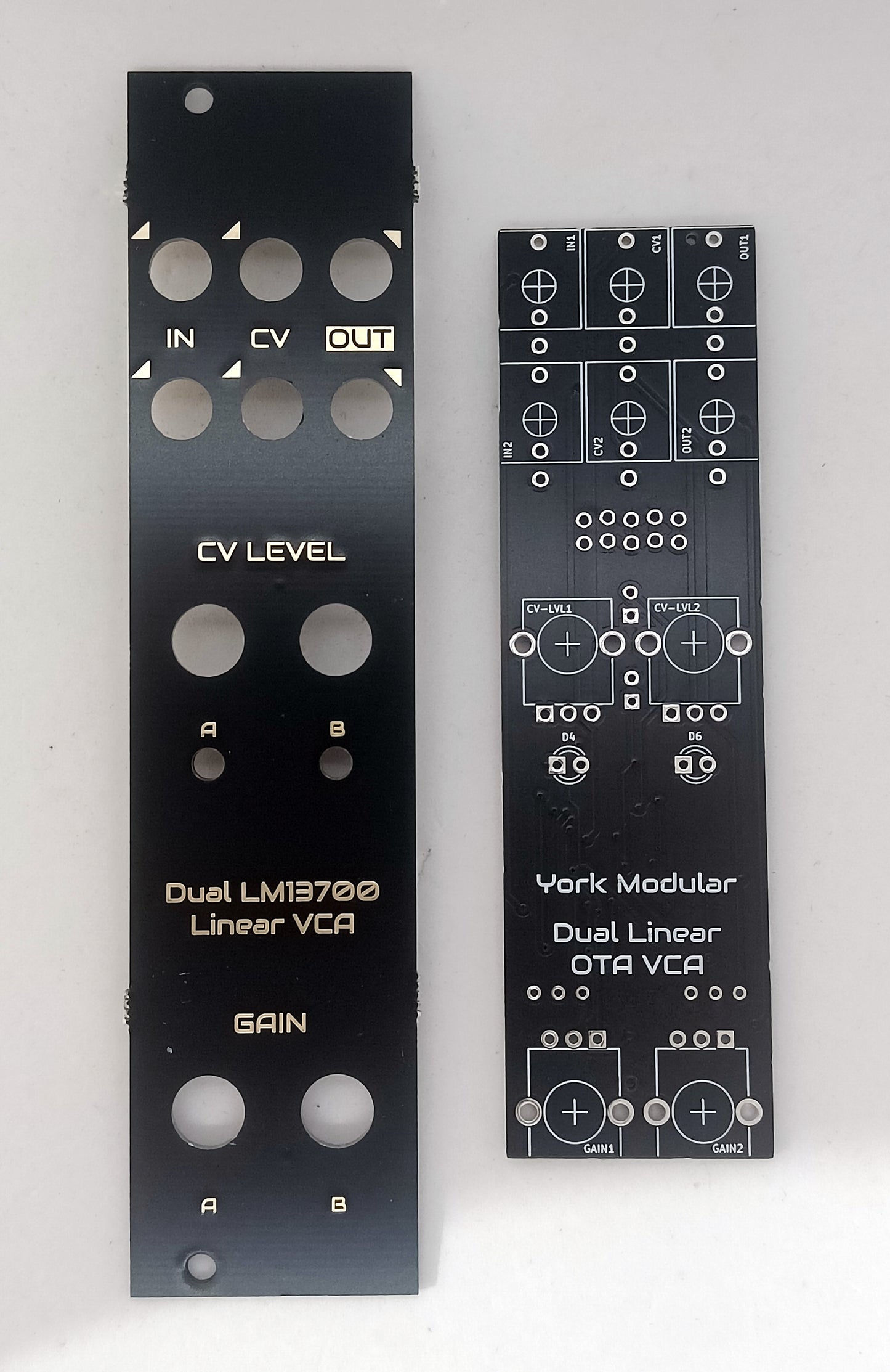 OTAVCAv2: Dual LM13700 linear VCA (partial build - PCB/panel)